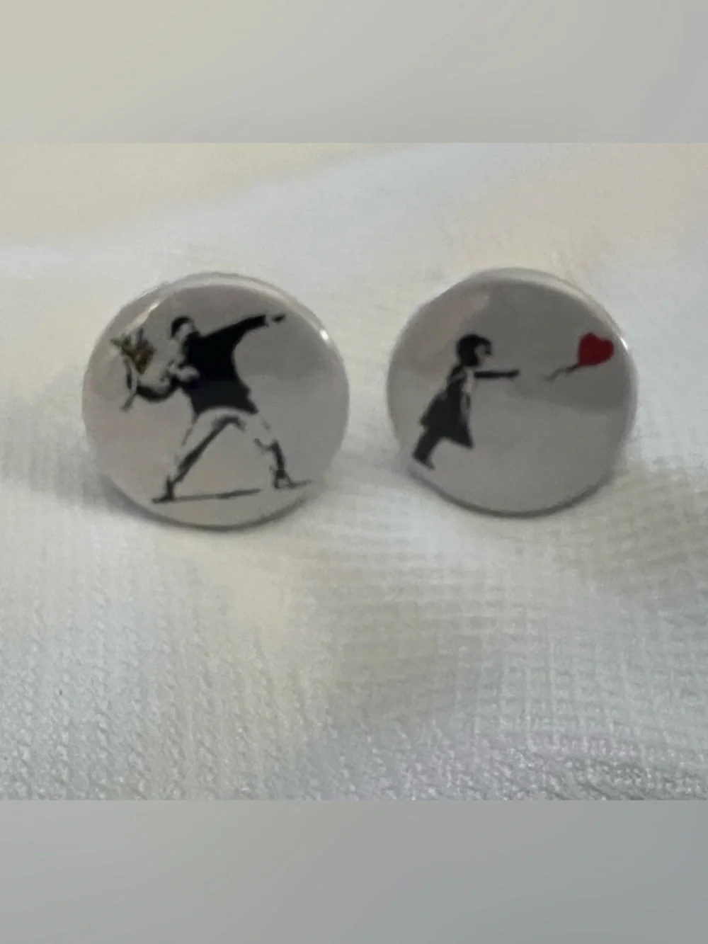 Banksy Icon Rage Flower Thrower and Girl with balloon cuff links